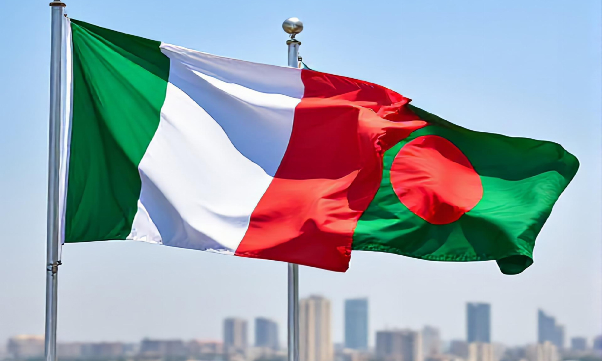 বাংলাদেশ ও ইতালির পতাকা। ছবি- সংগৃহীত