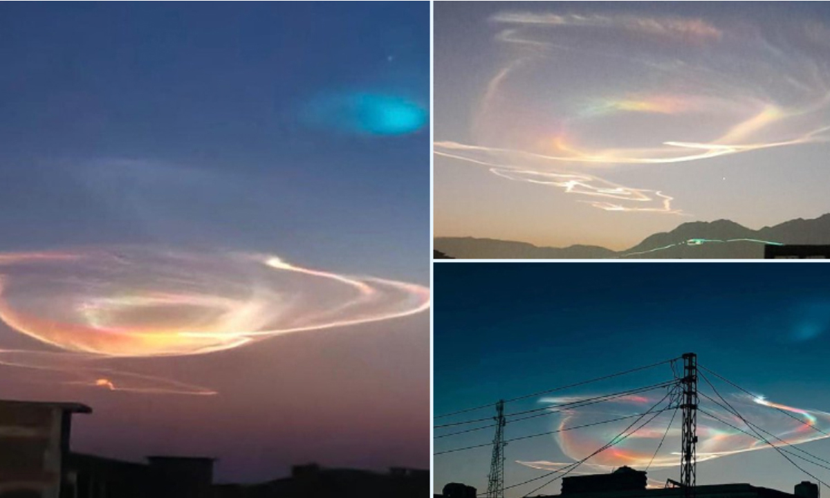 মঙ্গলবার ভোরে পাকিস্তানের আকাশে রহস্যময় দৃশ্য। ছবি- সংগৃহীত