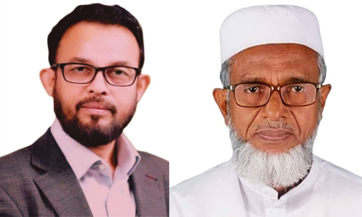 বিএনপি প্রার্থী নুরুজ্জামান লিটন ও জামায়াত প্রার্থী আজিজুর রহমান। ছবি : রূপালী বাংলাদেশ
