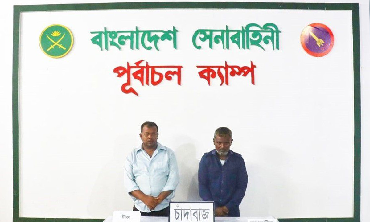 দুই চাঁদাবাজ আটক। ছবি- সংগৃহীত