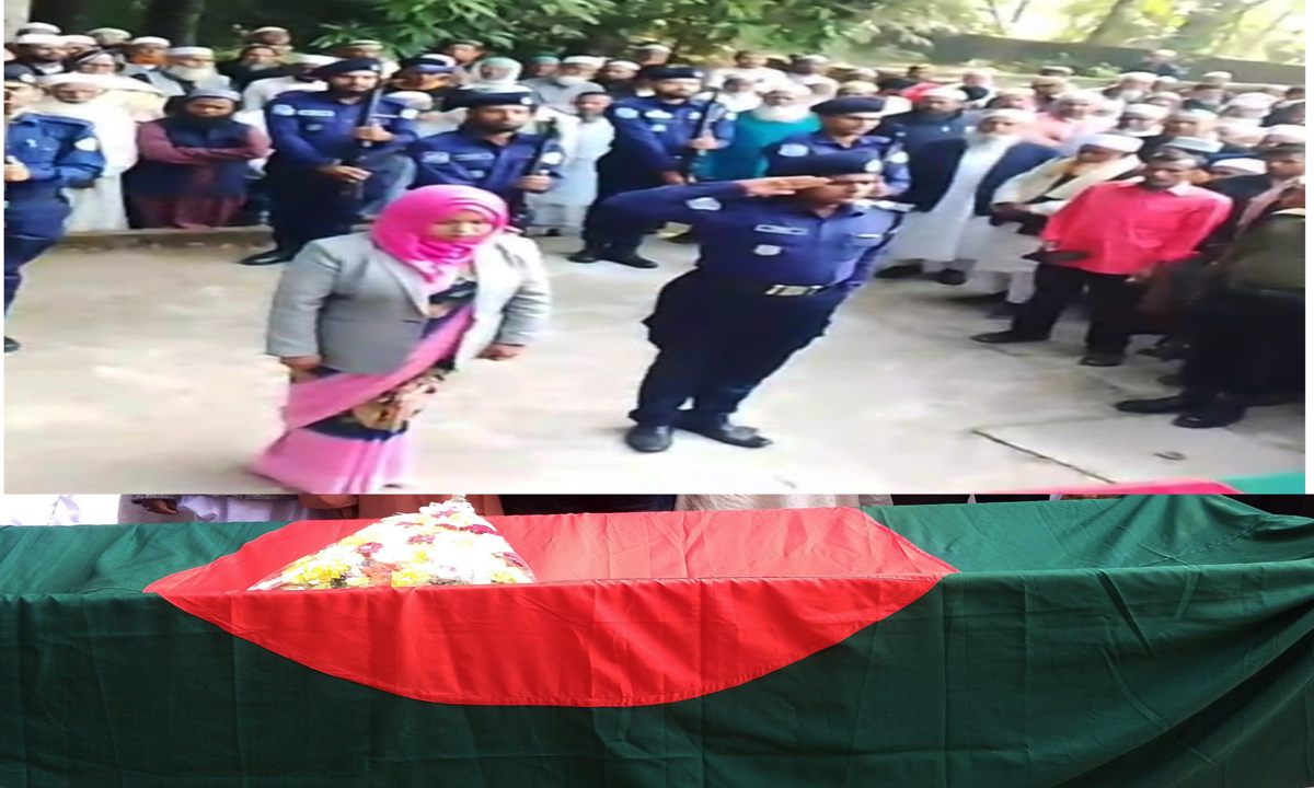 রাষ্ট্রীয় মর্যাদায় মুক্তিযোদ্ধার দাফন সম্পন্ন। ছবি: রূপালী বাংলাদেশ