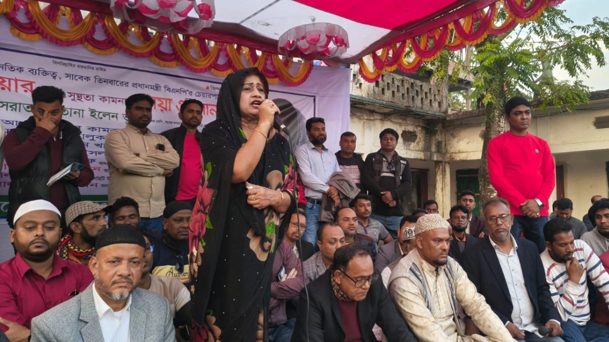 ঝালকাঠি-২ আসনের বিএনপির মনোনীত প্রার্থী ইসরাত সুলতানা ইলেন ভুট্টো।ছবি- রূপালী বাংলাদেশ