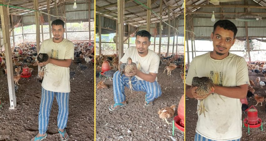 নিজ খামারে তরুণ উদ্যোক্তা মো. আব্দুল্লাহ। ছবি : রূপালী বাংলাদেশ