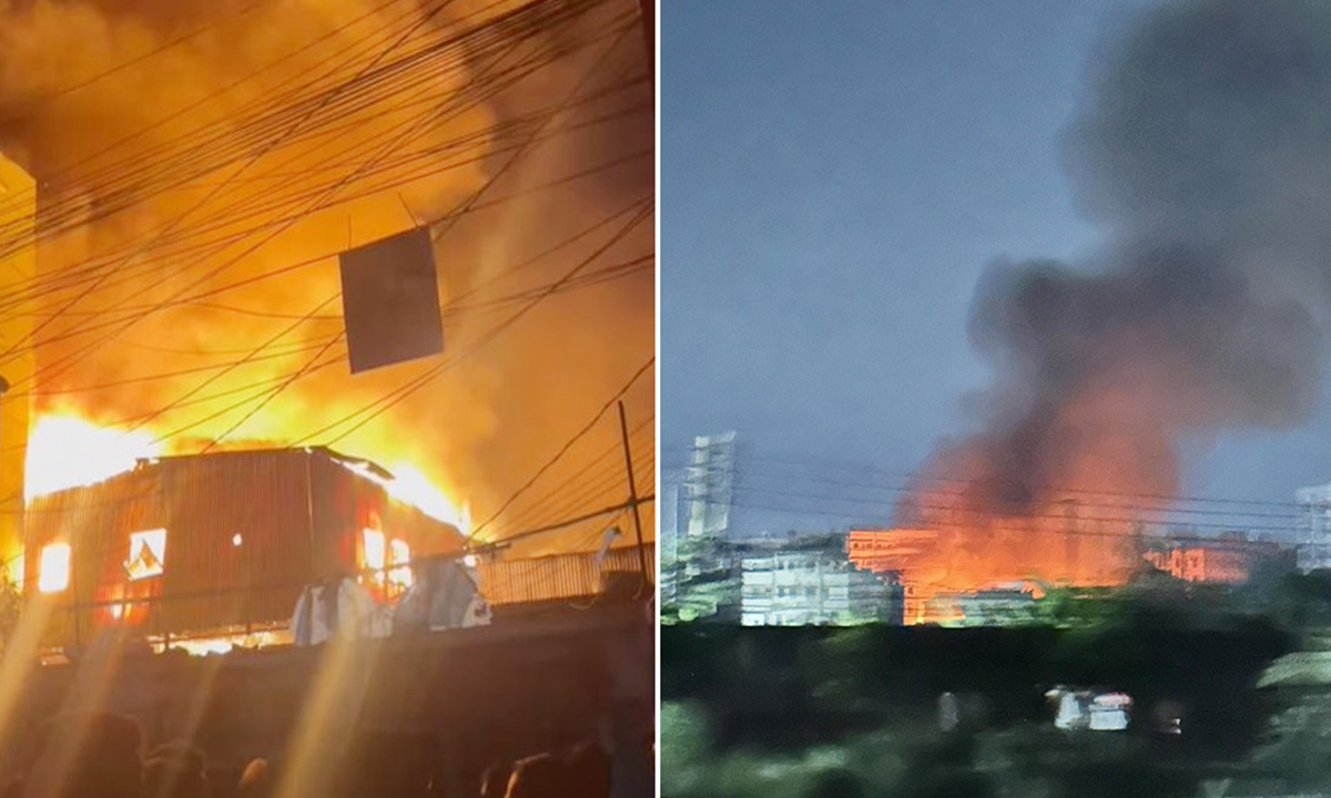 কুড়িলে ভয়াবহ আগুন। ছবি- সংগৃহীত