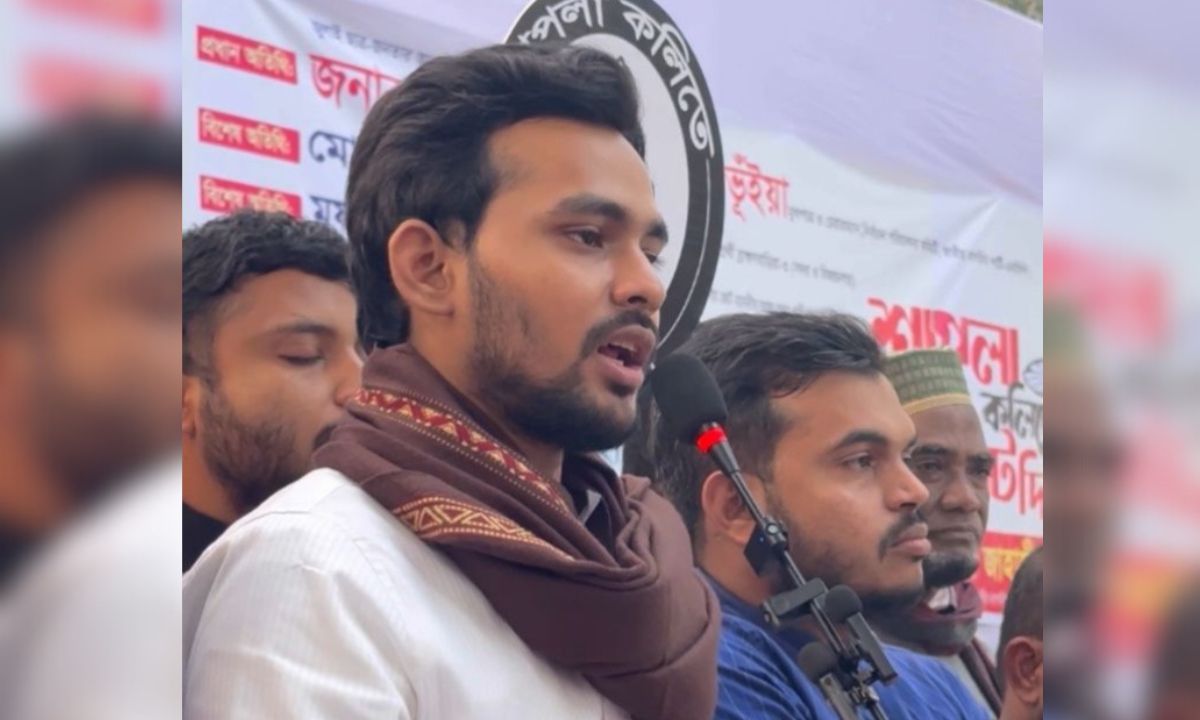 বক্তব্য দেন এনসিপির মুখপাত্র আসিফ মাহমুদ সজীব ভূঁইয়া। ছবি : রূপালী বাংলাদেশ