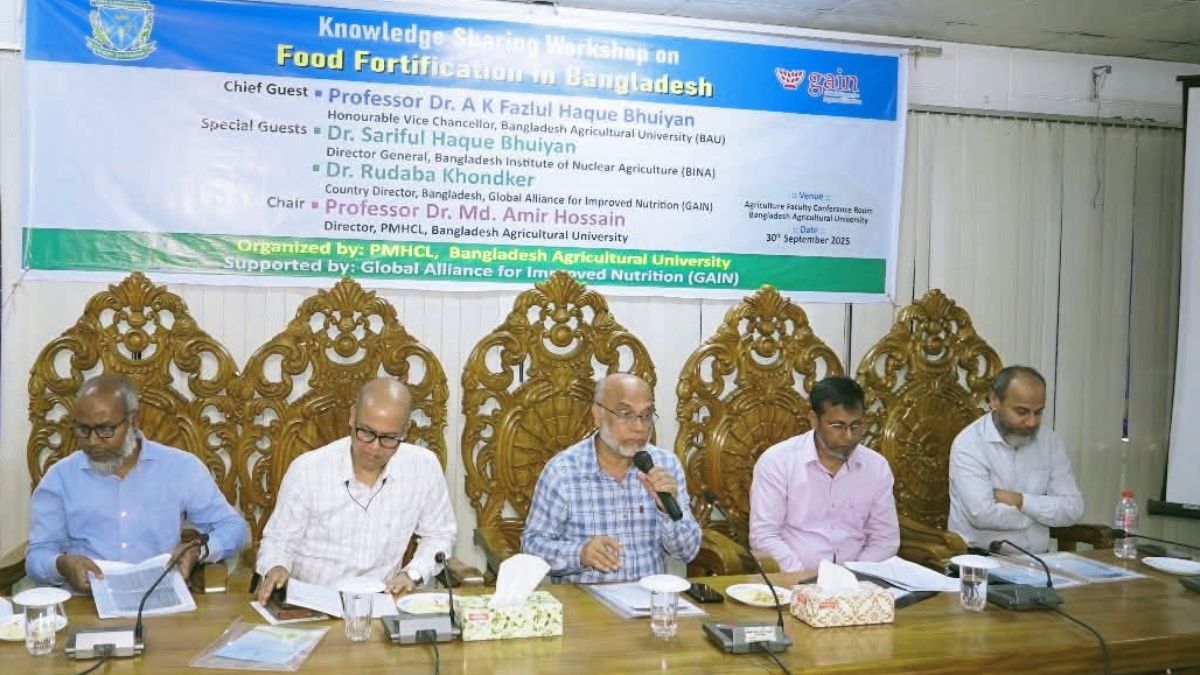 বাকৃবিতে কর্মশালায় কথা বলেন উপাচার্য অধ্যাপক ড. এ কে ফজলুল হক ভূঁইয়া। ছবি- রূপালী বাংলাদেশ