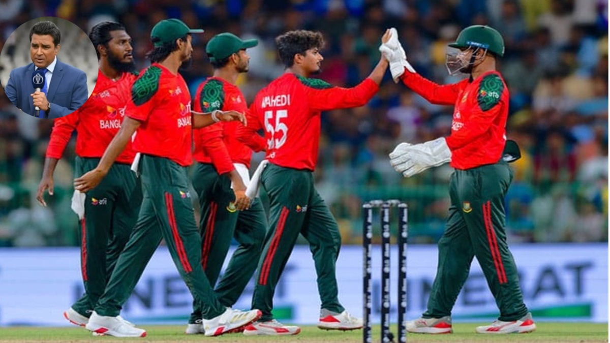 বাংলাদেশ ক্রিকেট দল ও  সঞ্জয় মাঞ্জরেকার। ছবি- সংগৃহীত