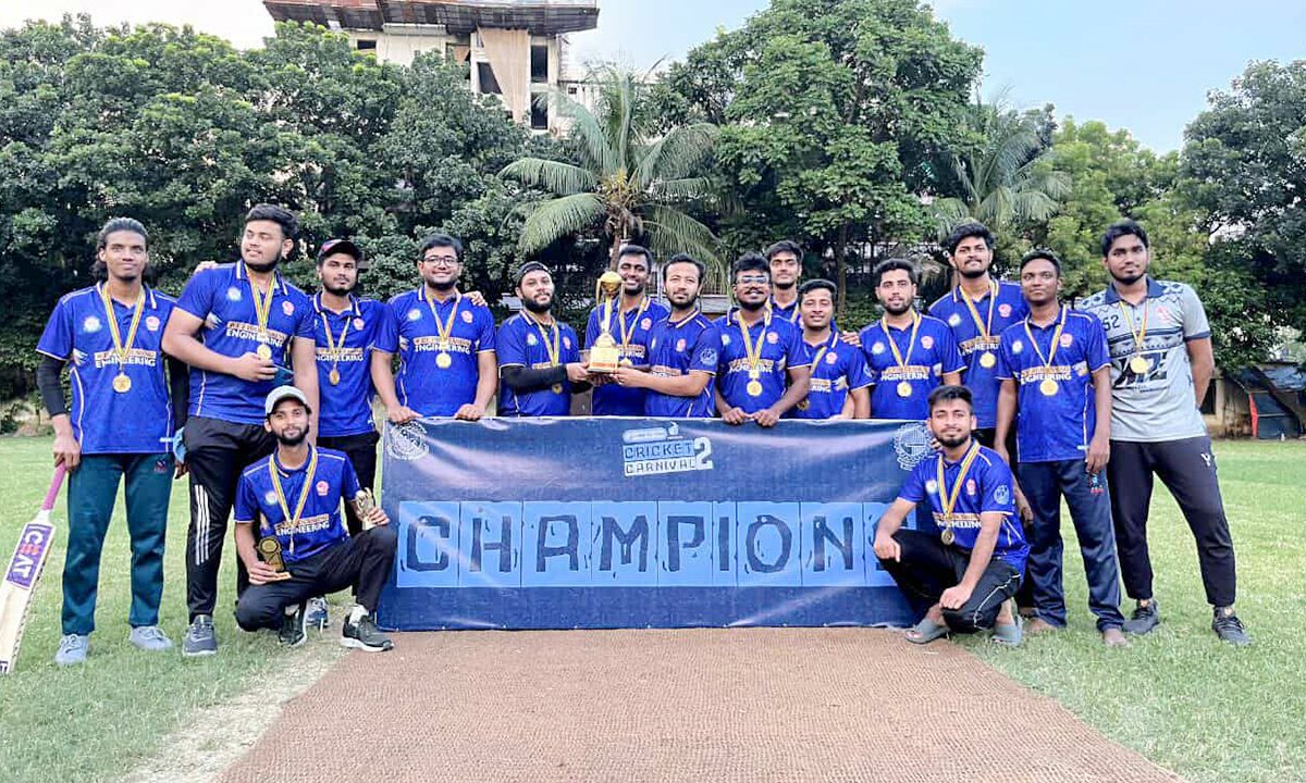 চ্যাম্পিয়ন ওয়েট প্রসেস ইঞ্জিনিয়ারিং বিভাগের দল। ছবি- রূপালী বাংলাদেশ
