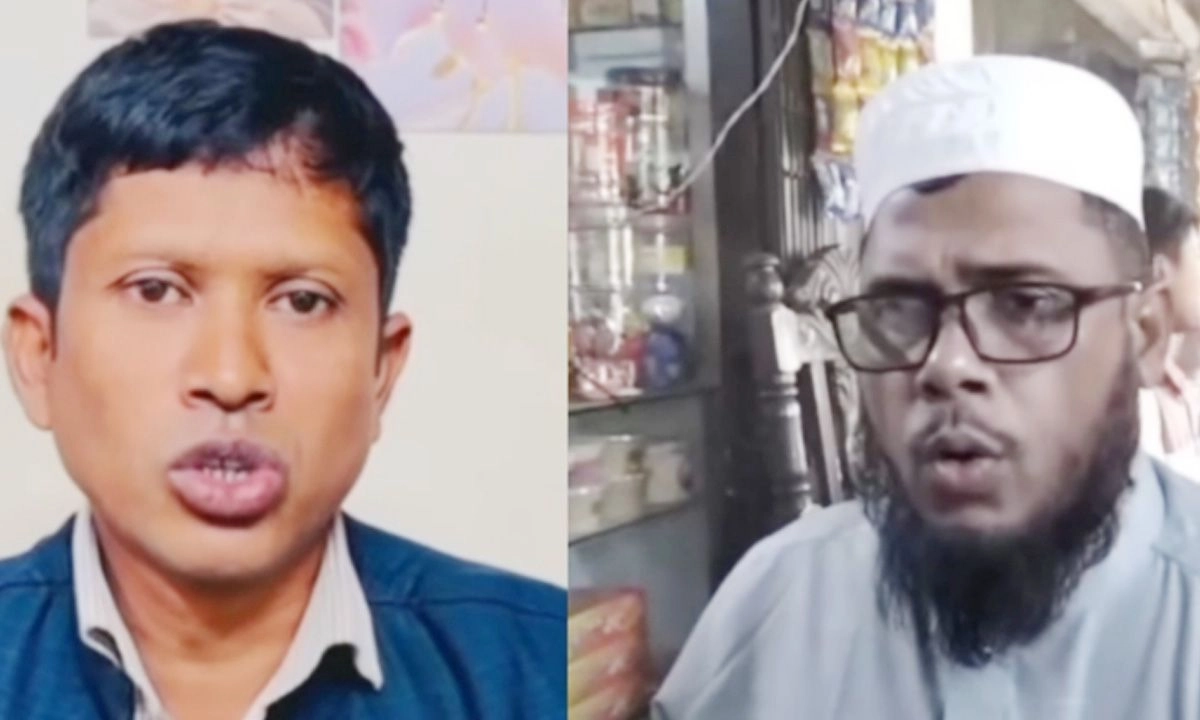 ভুক্তভোগী ব্যবসায়ী নোমান (বামে) ও ডান পাশে অভিযুক্ত বিএনপি নেতা। ছবি : সংগৃহীত