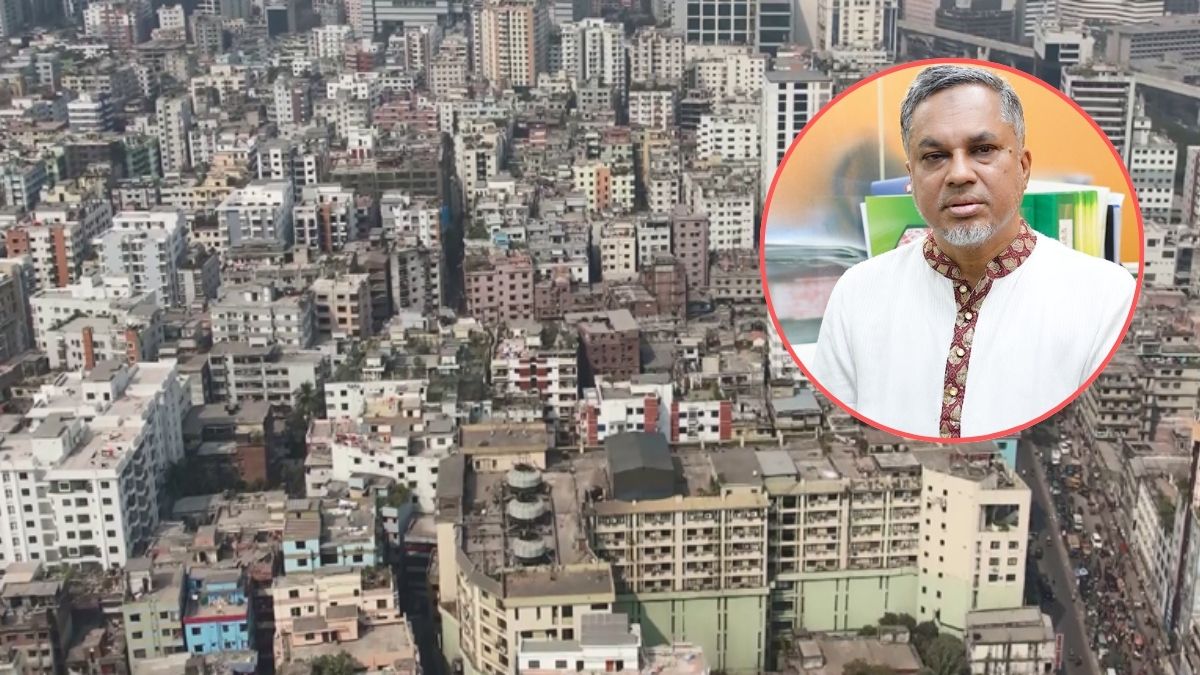 ঢাকার ভবন ও ড. আব্দুল লতিফ হেলালী।