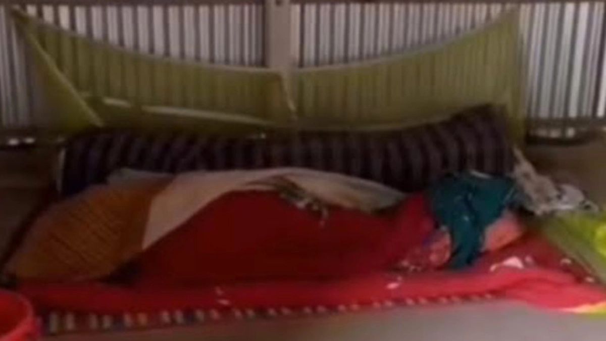 কবর থেকে তুলে এনে মাকে লেপ-কাঁথা দিয়ে ঢেকে রেখেছে ছেলে। ছবি- সংগৃহীত