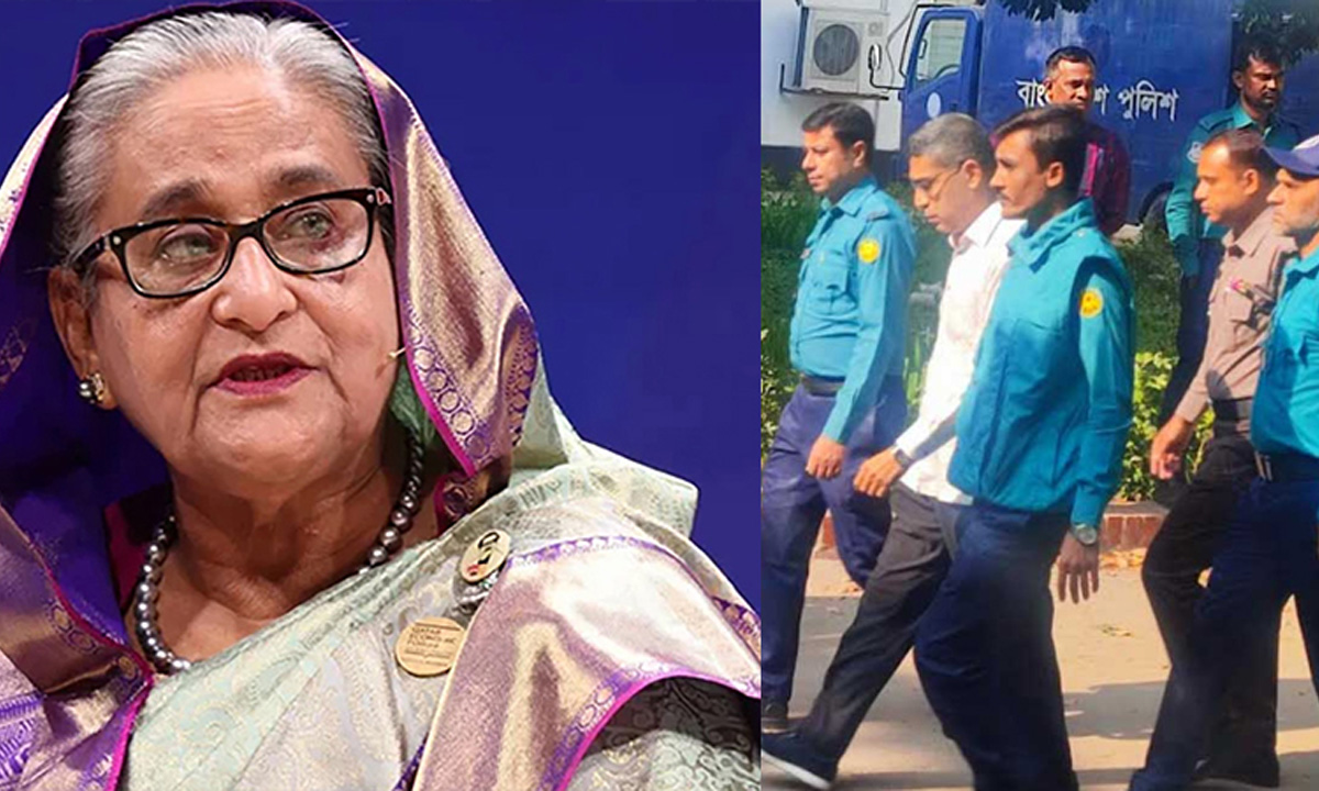শেখ হাসিনা ও আটক সেনা কর্মকর্তা। ছবি : সংগৃহীত
