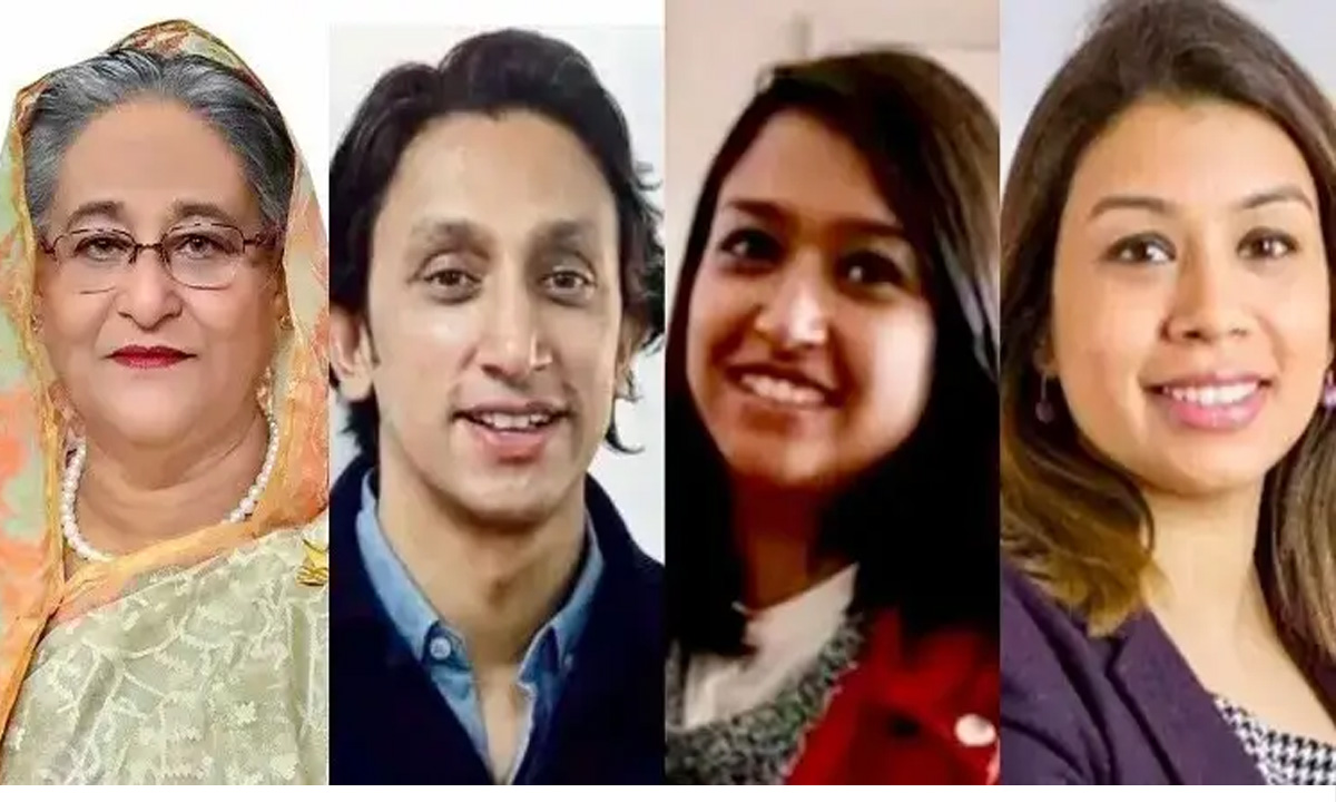 শেখ হাসিনা, রাদওয়ান, আজমিনা ও টিউলিপ। ছবি : সংগৃহীত