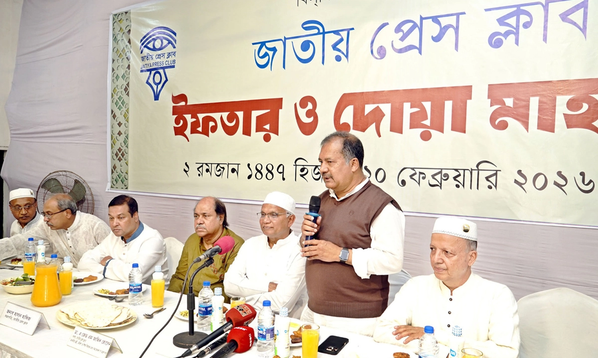 জাতীয় প্রেস ক্লাবে ইফতার ও দোয়া মাহফিলে বক্তব্য দেন তথ্য ও সম্প্রচার মন্ত্রী জহির উদ্দিন স্বপন। ছবি- রূপালী বাংলাদেশ
