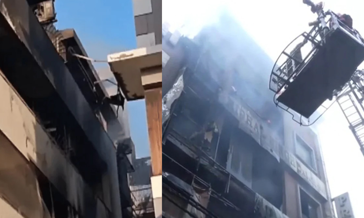দিল্লির একটি বহুতল ভবনে ভয়াবহ অগ্নিকাণ্ড ঘটেছে। ছবি : সংগৃহীত