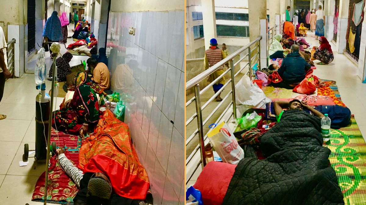 রোগীর চাপে ওয়ার্ড ছাড়িয়ে ঠাঁই হয়েছে বারান্দায়। ছবি- রূপালী বাংলাদেশ