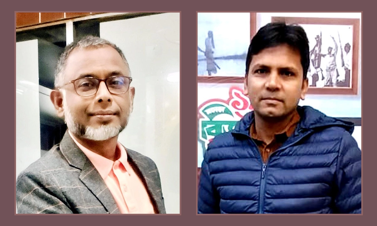 বাঁ থেকে- কাজী মোহাম্মদ ওমর ফারুক সভাপতি ও মোয়াজ্জেম হোসেন রাসেল সাধারণ সম্পাদক। ছবি- রূপালী বাংলাদেশ