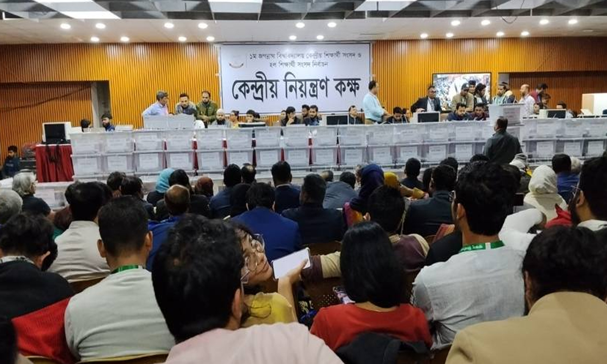 জকসু নির্বাচনের ভোট গণনা বন্ধ। ছবি- সংগৃহীত