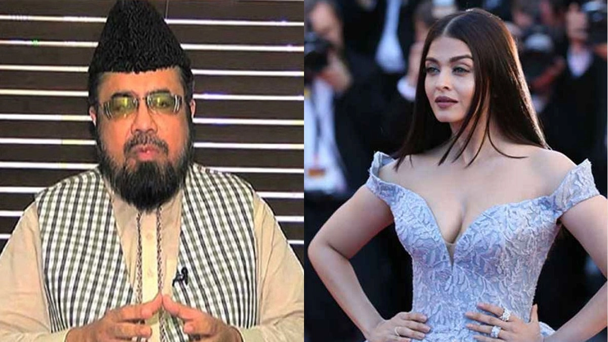 পাকিস্তানের বিতর্কিত ধর্মীয় ব্যক্তিত্ব মুফতি আবদুল কাভি  ও  অভিনেত্রী ঐশ্বরিয়া রাই বচ্চন।  ছবি- সংগৃহীত