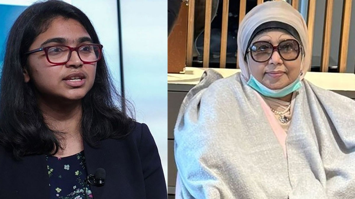 তাসনিম জারা ও খালেদা জিয়া।  ছবি- সংগৃহীত