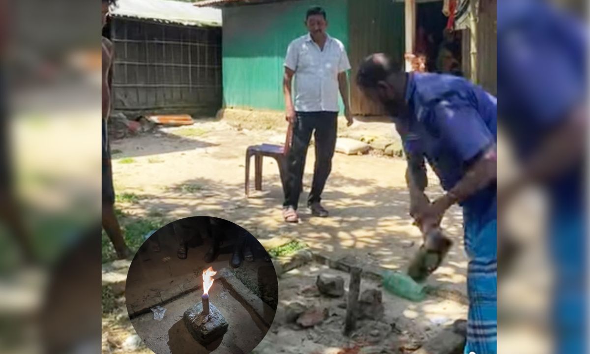 গ্যাসের পাইপ ভেঙে চাপা দেন রংছাতি ইউনিয়ন পরিষদের চেয়ারম্যান। ছবি- রূপালী বাংলাদেশ