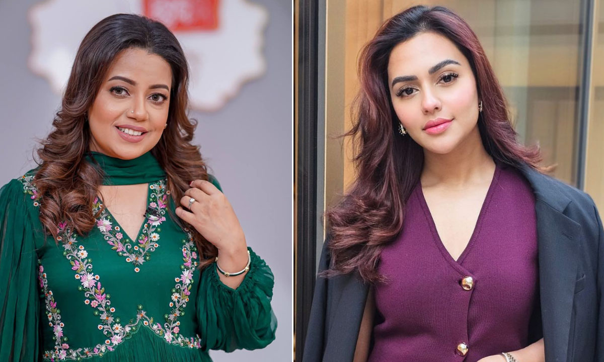 কণ্ঠশিল্পী দিলশাদ নাহার কনা ও নায়িকা নুসরাত ফারিয়া। ছবি : সংগৃহীত
