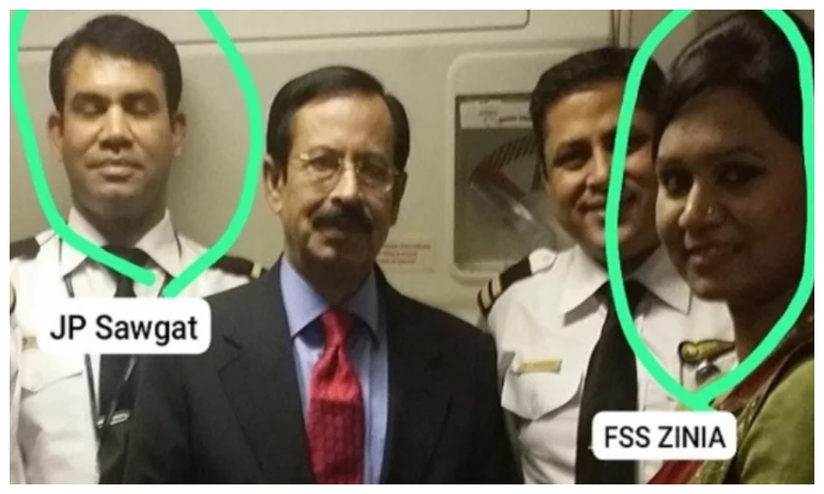 বাংলাদেশ এয়ারলাইন্সের জুনিয়র পার্সার মো. সওগাতুল আলম সওগাত ও ফ্লাইট স্টুয়ার্ডেস জিনিয়া ইসলাম। ছবি- সংগৃহীত