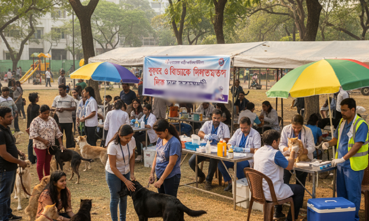 কুকুর ও বেড়ালকে টিকা প্রদান। ছবি- এআই