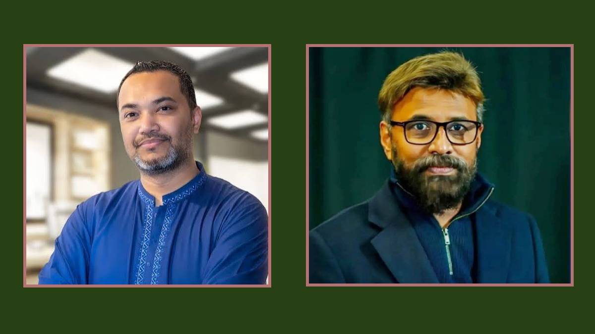 বাঁ থেকে মাহদী আমিন এবং আবু আব্দুল্লাহ এম ছালেহ (শিবলী)। ছবি- রূপালী বাংলাদেশ