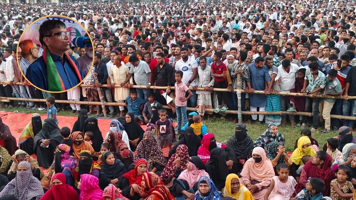 সমাবেশে বক্তব্য দেন ধানের শীষ প্রতীকের প্রার্থী প্রকৌশলী লুৎফুল্লাহেল মাজেদ বাবু। ছবি- রূপালী বাংলাদেশ