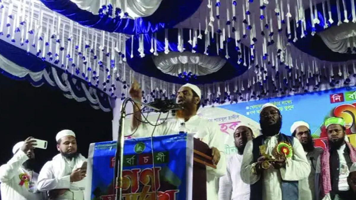 গণসমাবেশে প্রধান অতিথি হিসেবে বক্তব্য দিচ্ছেন মামুনুল হক।  ছবি- সংগৃহীত