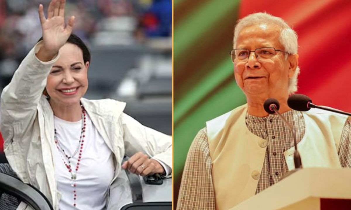 মারিয়া কোরিনা মাচাদো ও প্রধান উপদেষ্টা অধ্যাপক মুহাম্মদ ইউনূস।