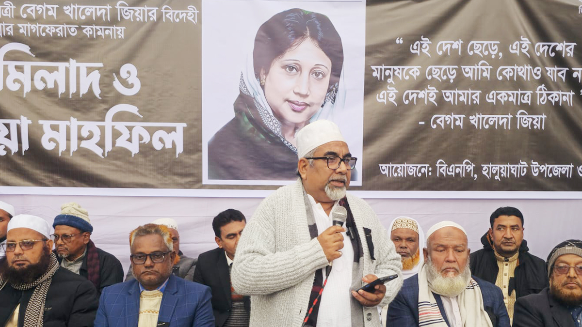 প্রধান অতিথির বক্তব্য দিচ্ছেন বিএনপি নেতা সৈয়দ এমরান সালেহ প্রিন্স। ছবি: রূপালী বাংলাদেশ