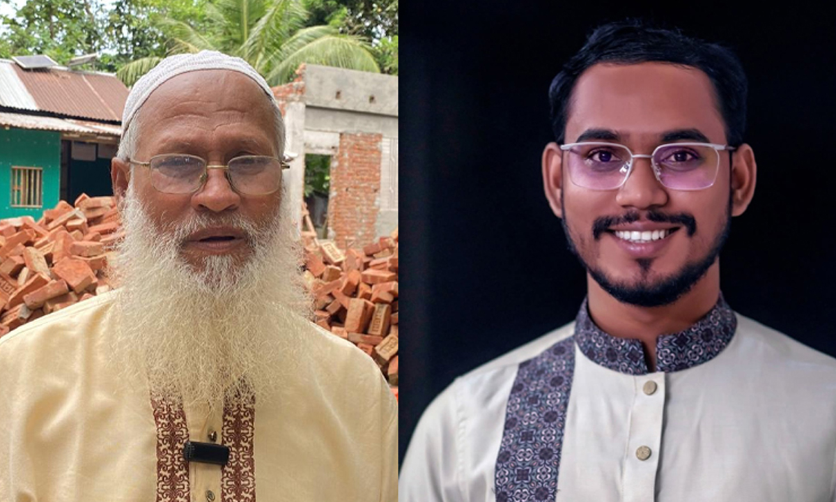 আব্দুল হান্নান মাসউদ ও তার বাবা আমিরুল ইসলাম মোহাম্মদ আবদুল মালেক।
