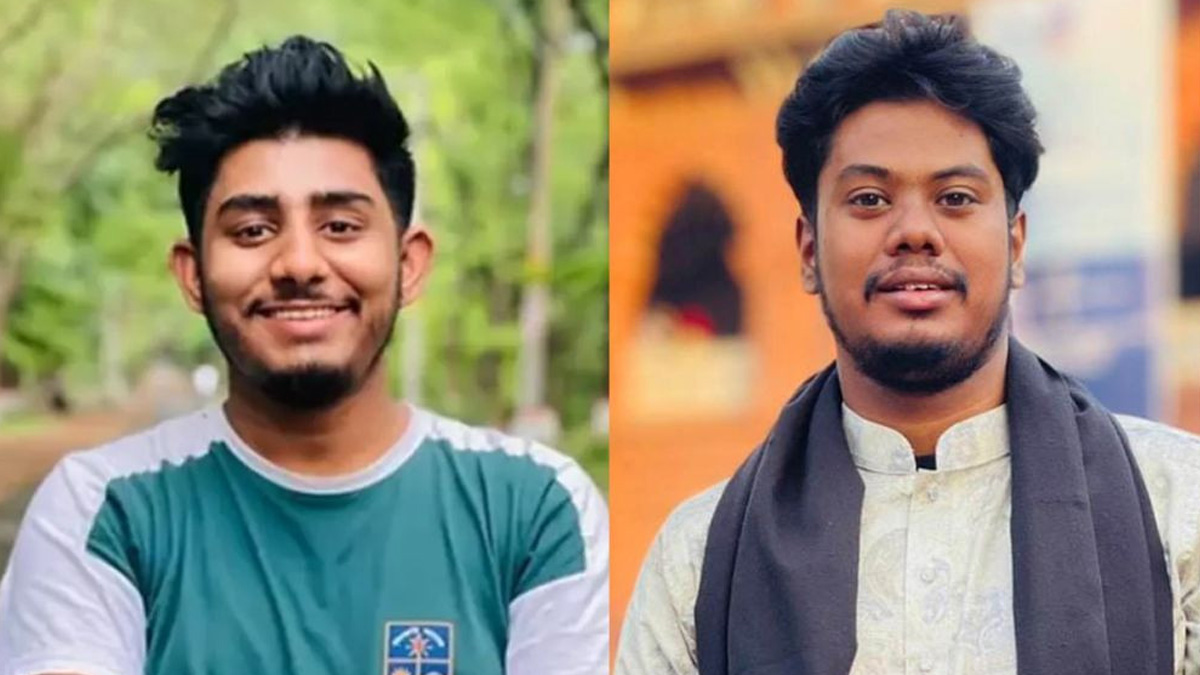 বৈষম্যবিরোধী ছাত্র আন্দোলনে সভাপতি রিফাত রশিদ ও মুখ্য সমন্বয়ক হাসিব আল ইসলাম। ছবি : সংগৃহীত