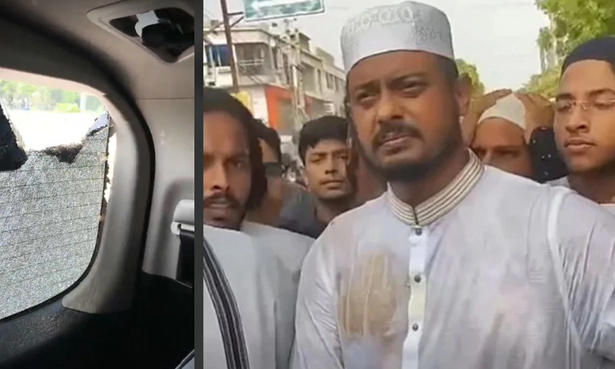 নাসীরুদ্দীন পাটওয়ারীর গাড়িতে হামলা। ছবি : সংগৃহীত