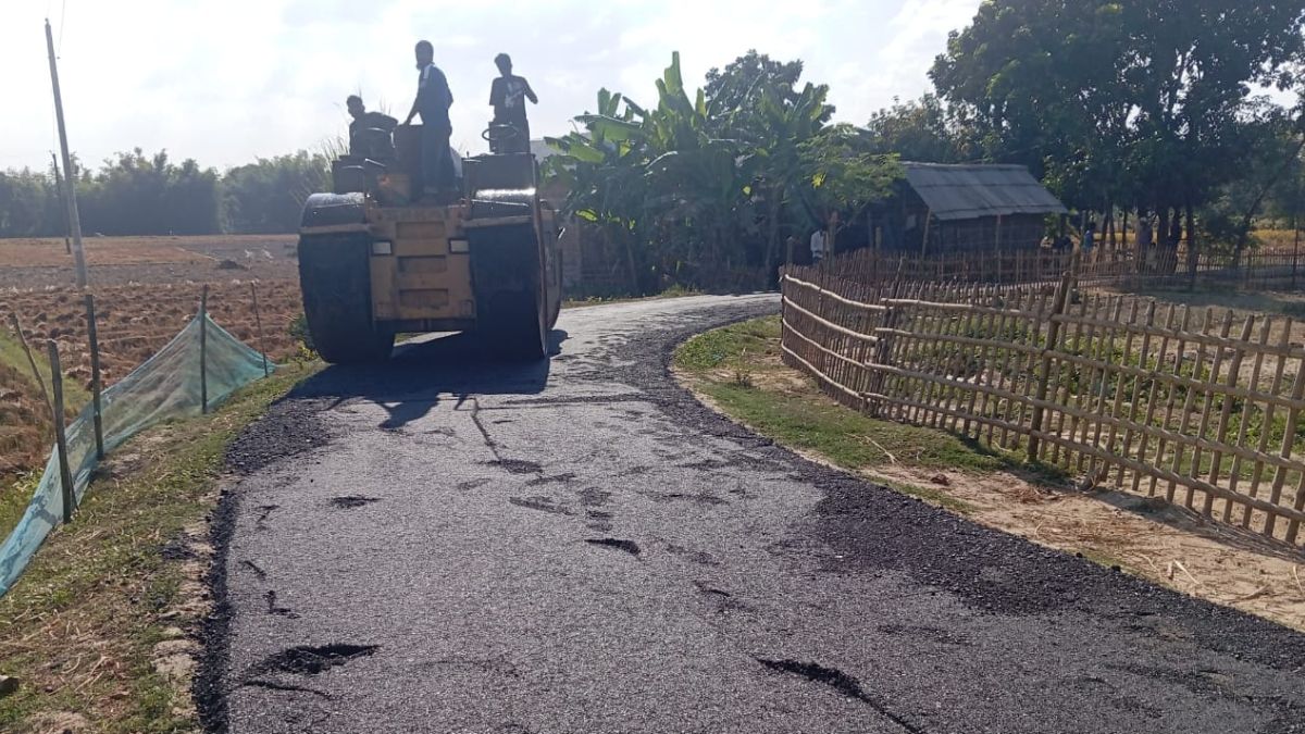 রাণীশংকৈলের লেহেম্বা ইউনিয়নের পকম্বা গ্রামে নির্মিত সড়ক। ছবি- রূপালী বাংলাদেশ