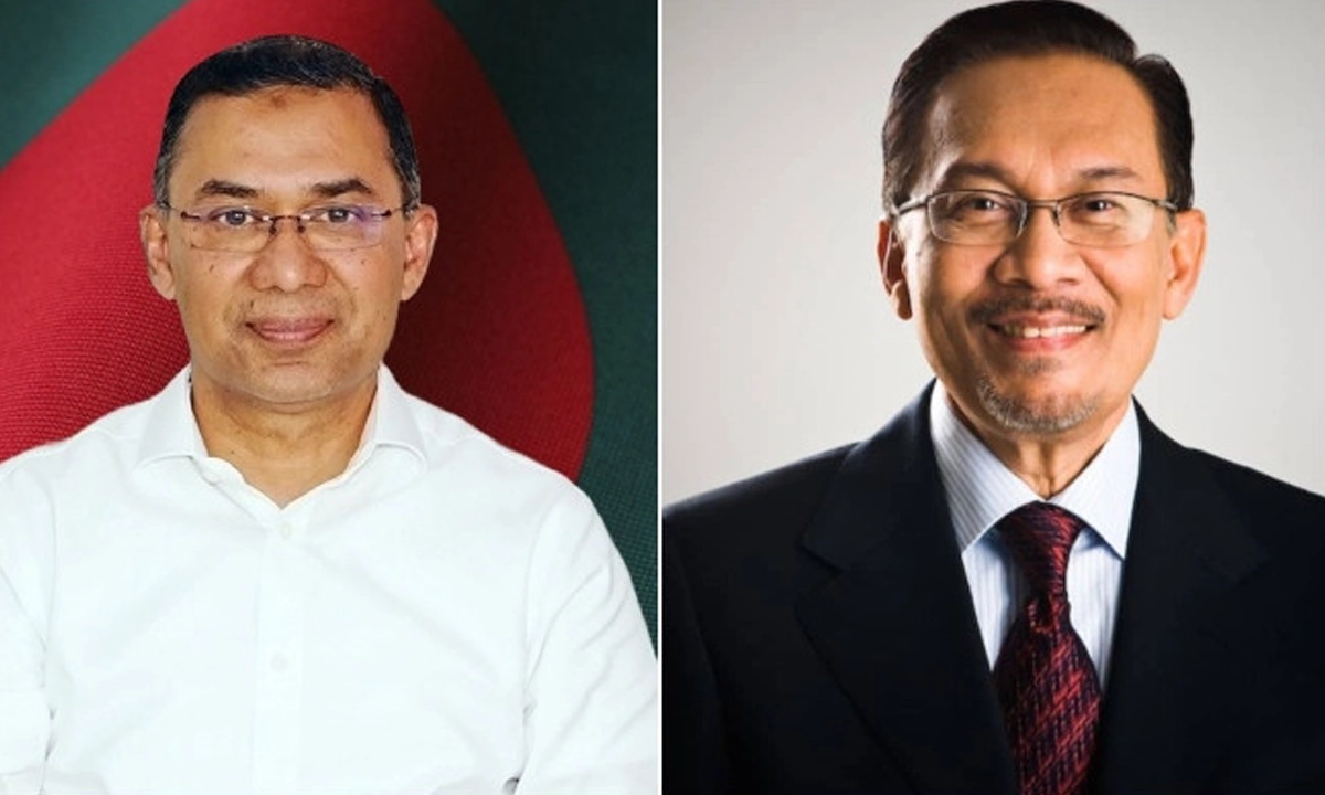 প্রধানমন্ত্রী তারেক রহমান এবং মালয়েশিয়ার প্রধানমন্ত্রী আনোয়ার ইব্রাহিম। ছবি : সংগৃহীত