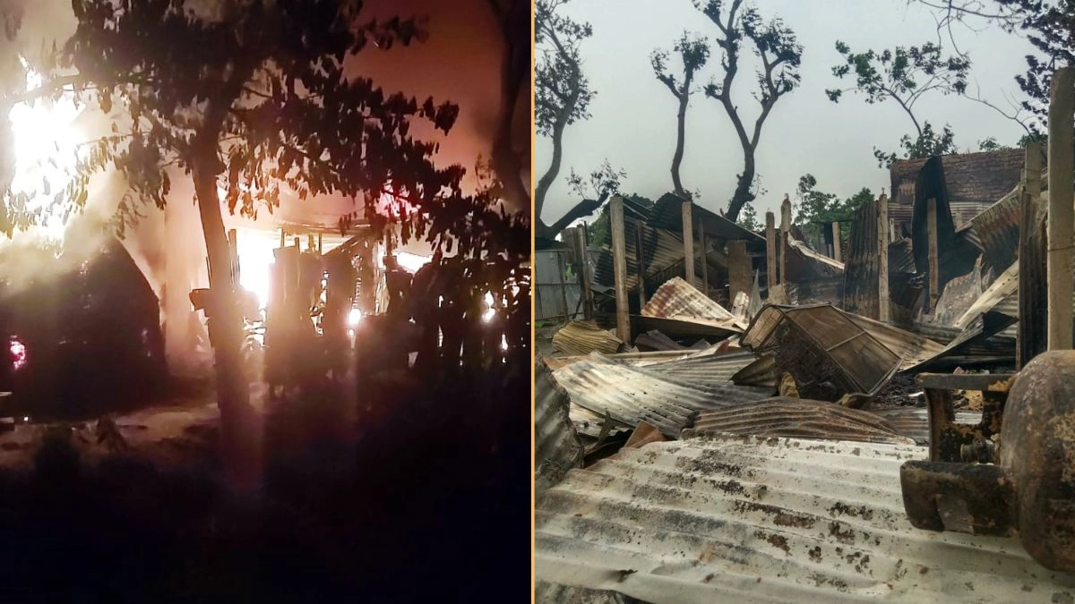 চৌদ্দগ্রামে বাড়ি-ঘরে অগ্নিসংযোগ। ছবি : রূপালী বাংলাদেশ