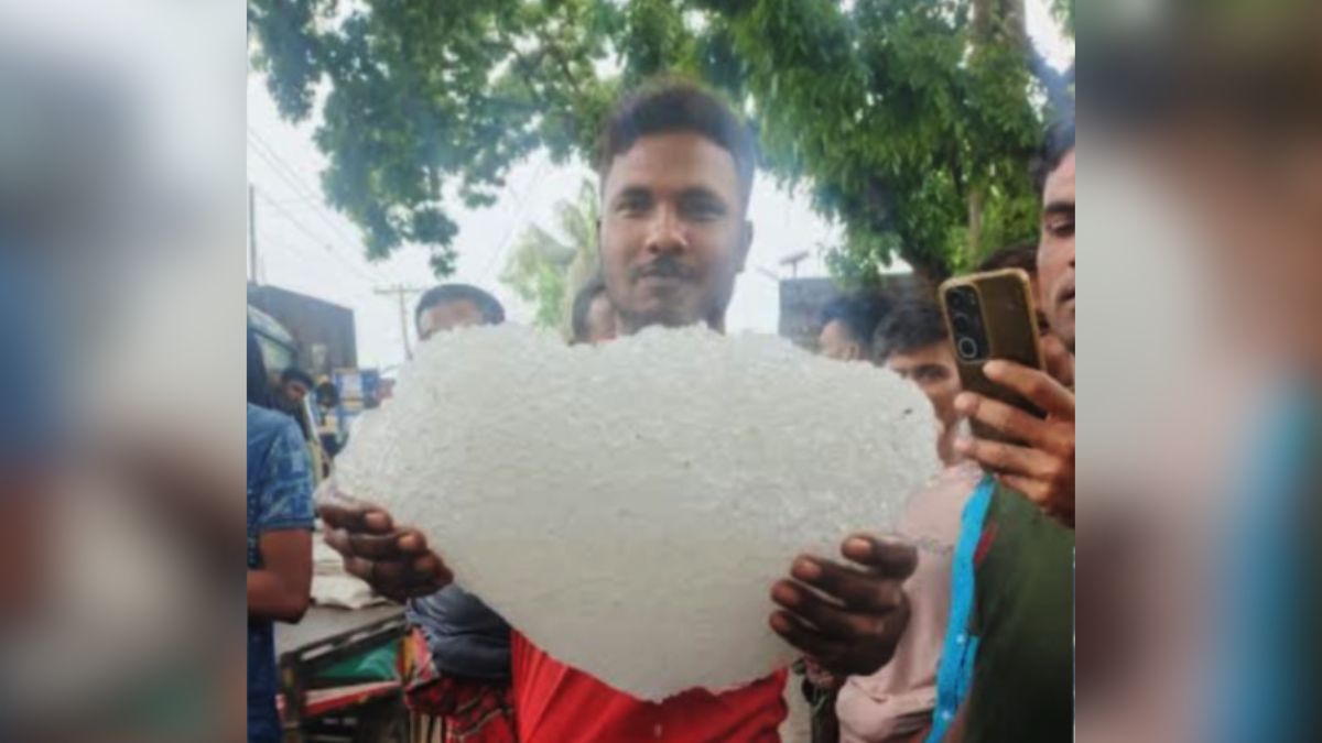 শিলাখণ্ড হাতে কৃষক কৃষ্ণচন্দ্র। ছবি : সংগৃহীত