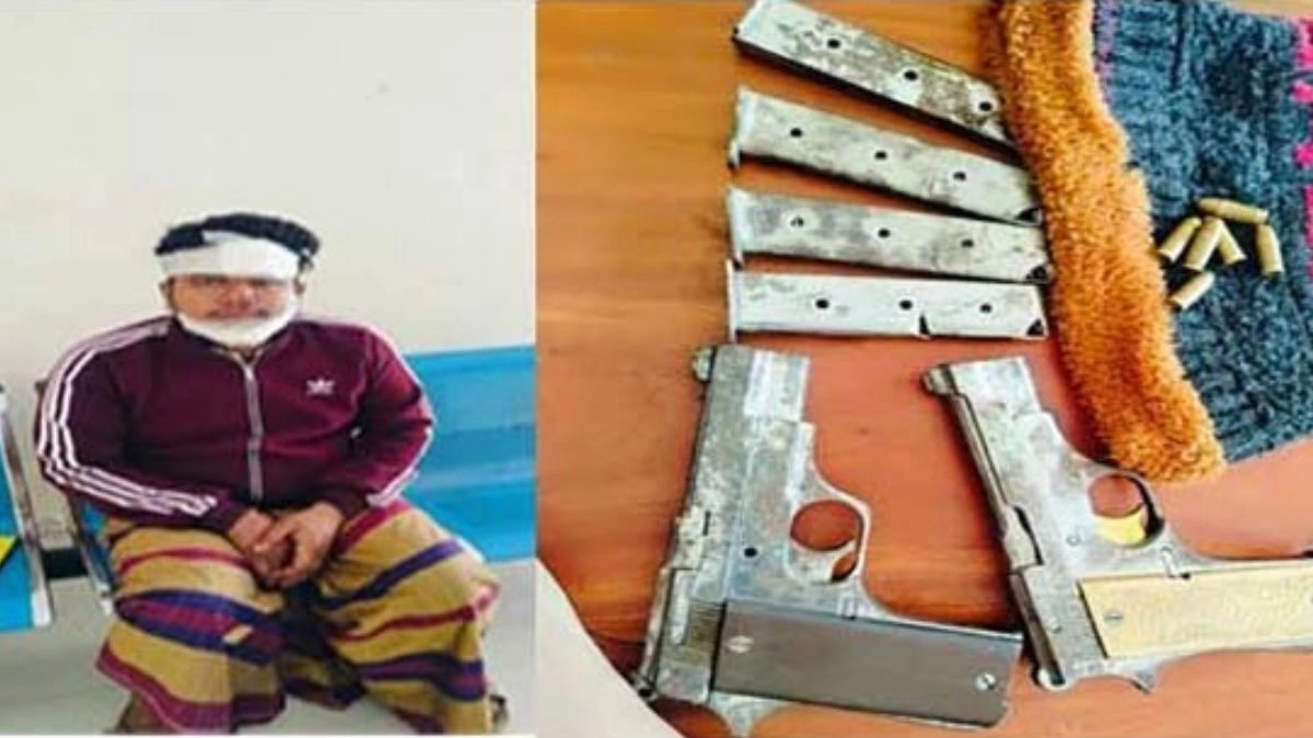 অস্ত্রসহ আটক সাকিব হোসেন। ছবি- রূপালী বাংলাদেশ