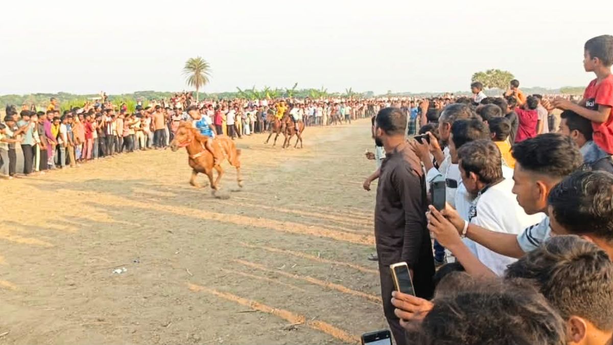 এক যুগ পর সালথায় ঘোড়দৌড় প্রতিযোগিতা, দর্শকের ঢল