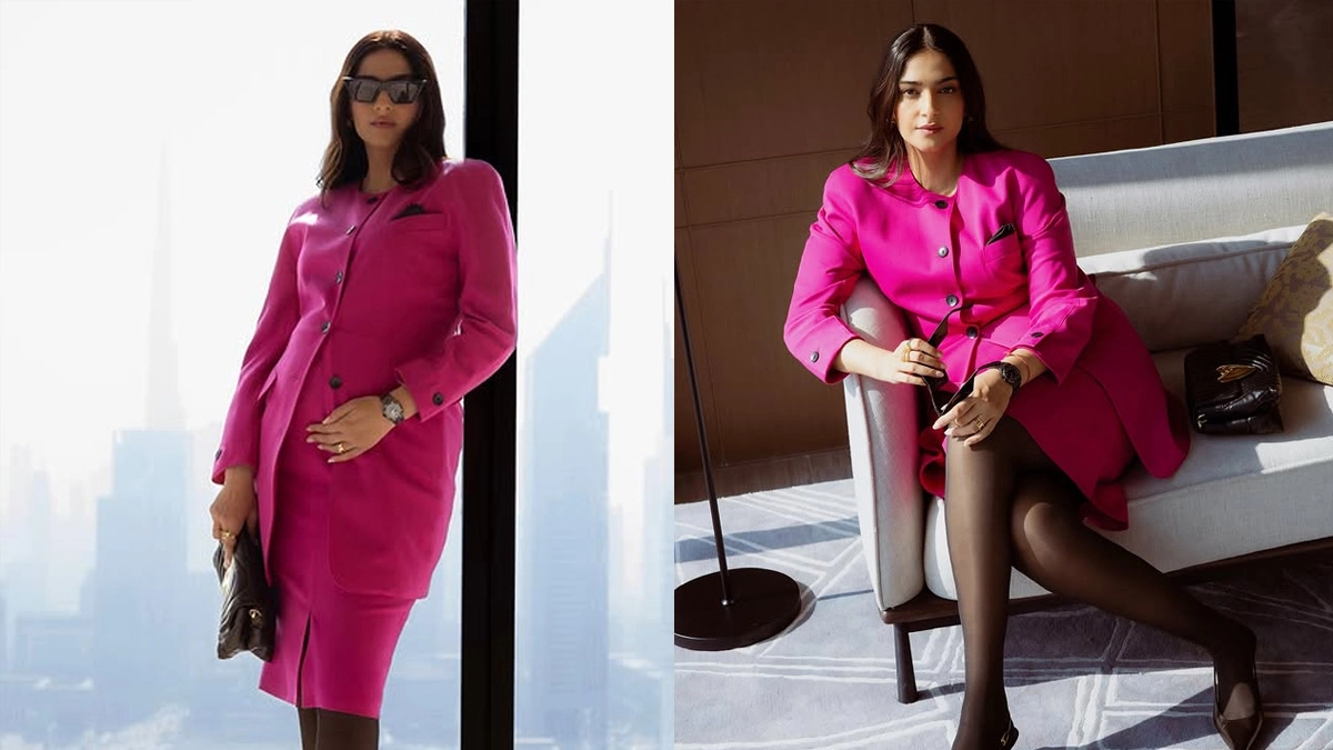 সোনম গোলাপি রঙের স্কার্ট ও টপ পরিহিত অবস্থায়।  ছবি - সংগৃহীত