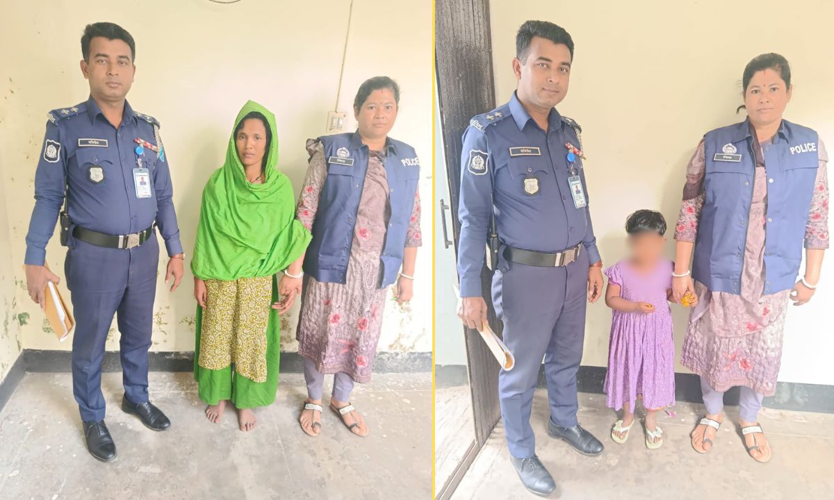 অপহরণকারী নারী ও অপহৃত ‍শিশু। ছবি : রূপালী বাংলাদেশ