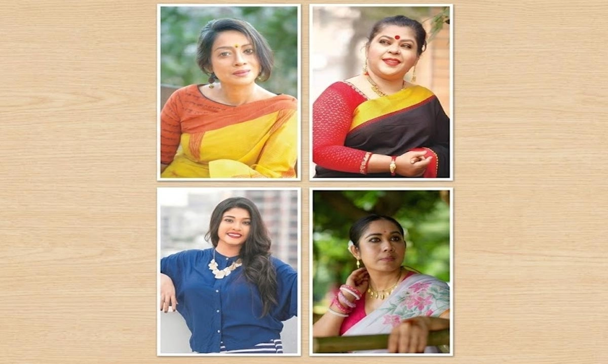 অভিনেত্রী মৌটুসী বিশ্বাস, নির্মাতা ও চিত্রনাট্যকার নার্গিস আক্তার,  নির্মাতা শ্রাবণী ফেরদৌস ও নৃত্যশিল্পী ও নৃত্যপরিচালক পূজা সেনগুপ্ত।    ছবি : রূপালী বাংলাদেশ