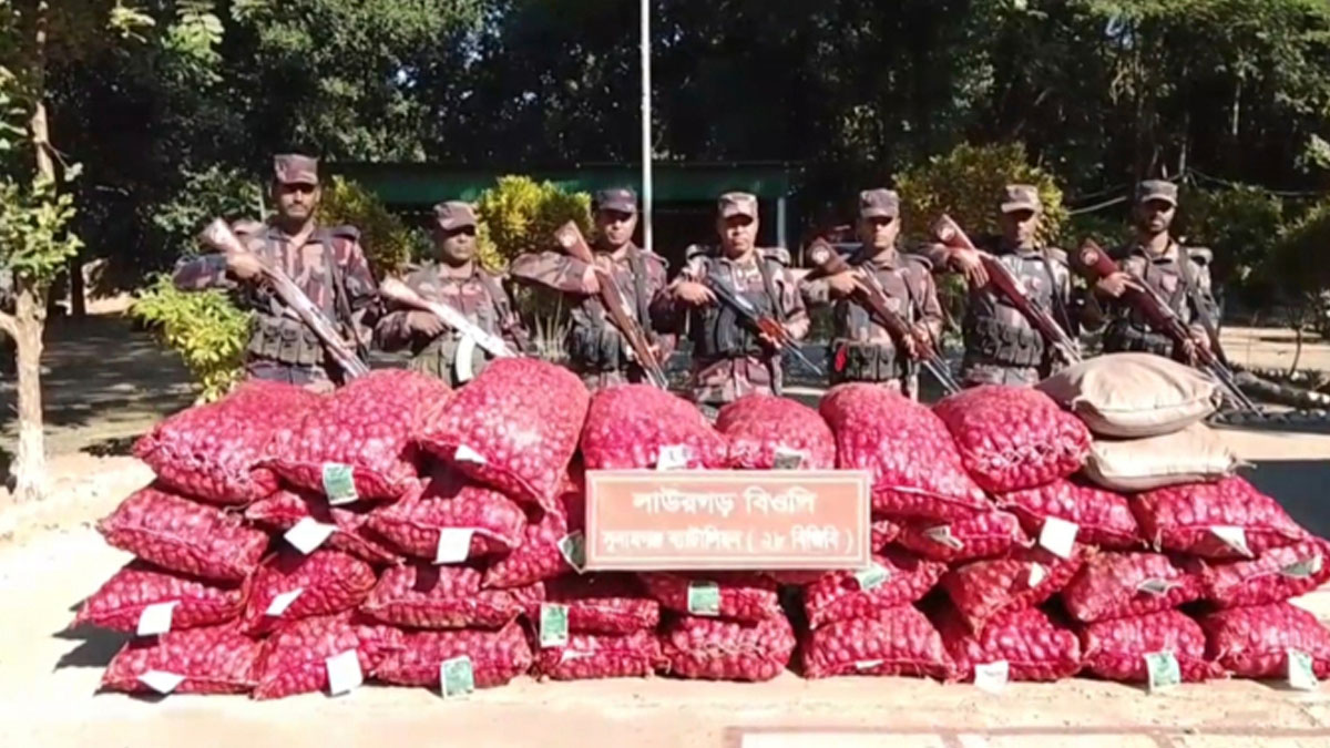 জব্দকৃত পেঁয়াজ ও চিনি ।  ছবি- সংগৃহীত