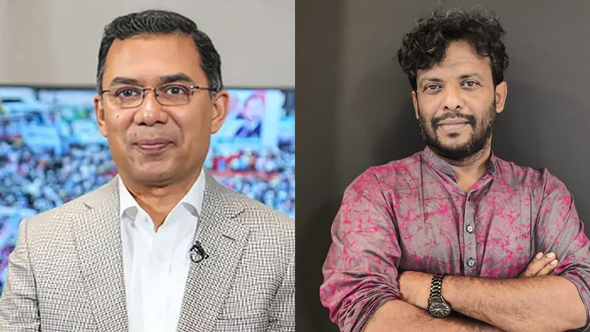 তারেক রহমান ও গীতিকার ও সংগীতশিল্পী লুৎফর হাসান । ছবি : সংগৃহীত