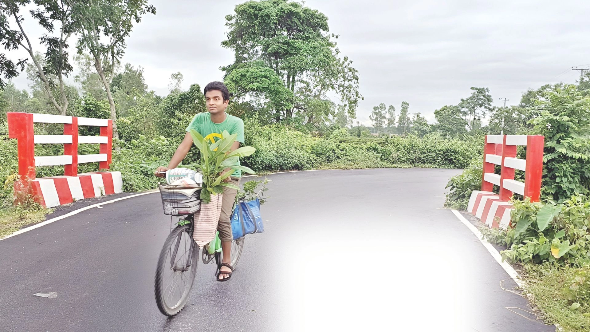সবুজের পথে হাঁটা এক তরুণ